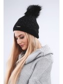 Black hat with silver thread for winter C16 - Online store - Boutique